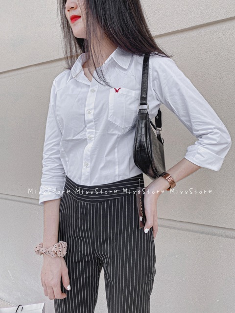 Áo sơ mi nữ Mixx Store dài tay form vừa kiểu sơmi màu trắng chất ít nhăn kate xịn cao cấp đẹp thời trang công sở đi học