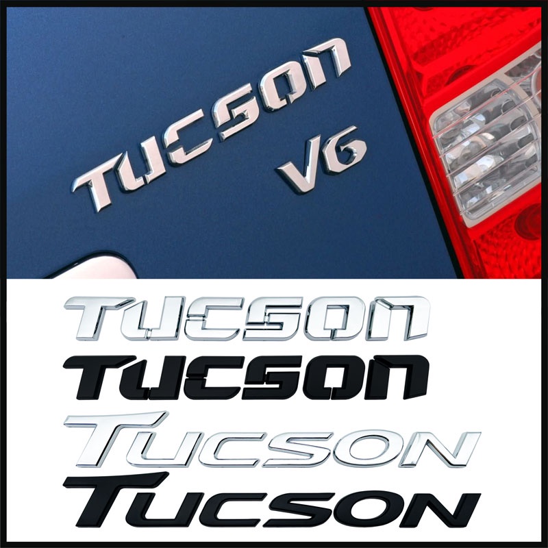 FENDER Miếng Dán Trang Trí Thân Xe Hơi In Logo Chữ Cái Màu Đen & Bạc 3D Bằng ABS Cho Hyundai Tucson