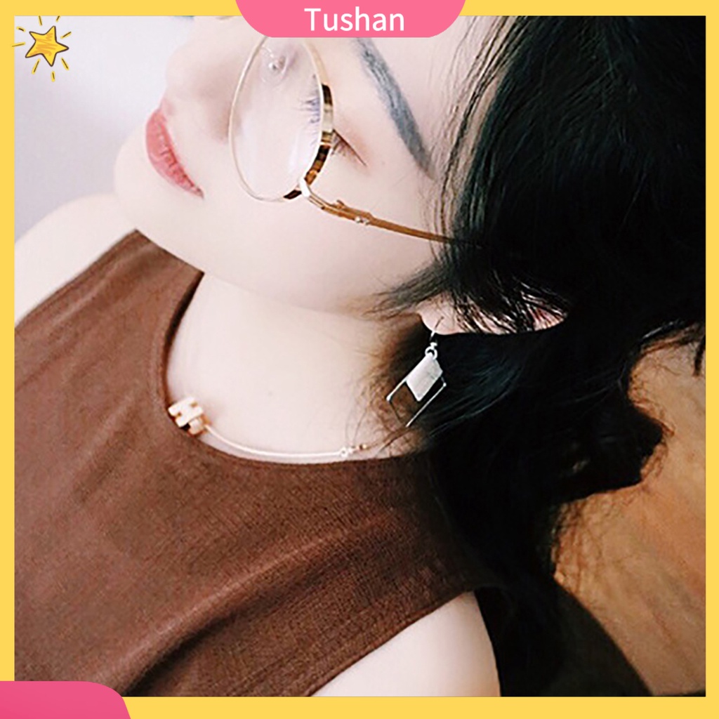 Khuyên tai nữ hình vuông đính vỏ sò trắng thời trang