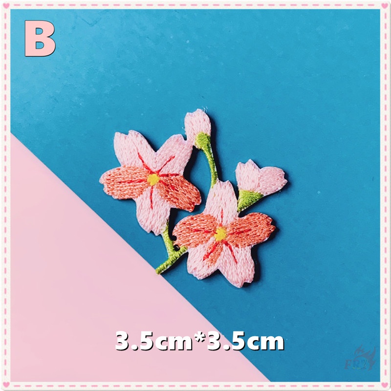 ✿ Sticker Ủi Thêu Hình Hoa Anh Đào Xinh Xắn ✿ 1 Huy Hiệu Cài Áo Hình Hoa Hồng Ngọt Ngào