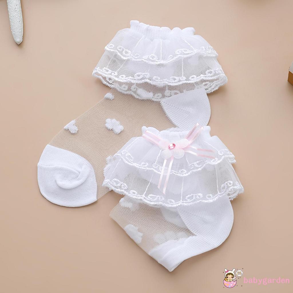 Vớ Kiểu Chắp Vá Phối Ren Xuyên Thấu Dễ Thương Dành Cho Bé Gái 1-7 Tuổi