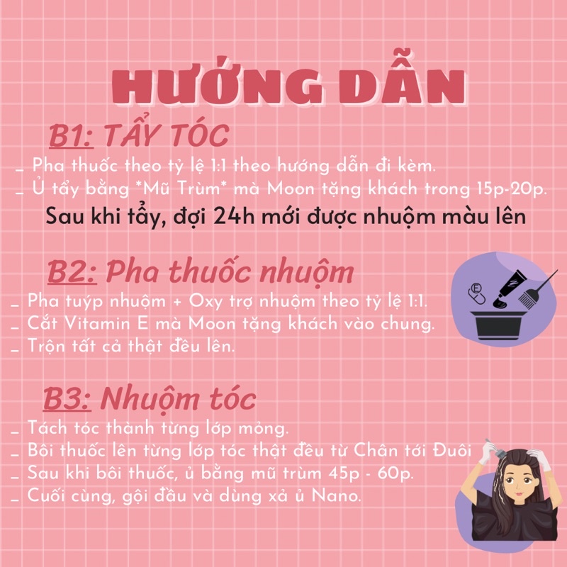 Thuốc nhuộm tóc Bóc Tóc Nhuộm Đen | Tặng Oxy, vitaminE, bao tay, mũ trùm | Nâng tone