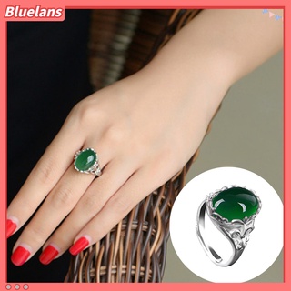 Nhẫn đính đá ngọc lục bảo nhân tạo phong cách vintage thời trang cho nữ