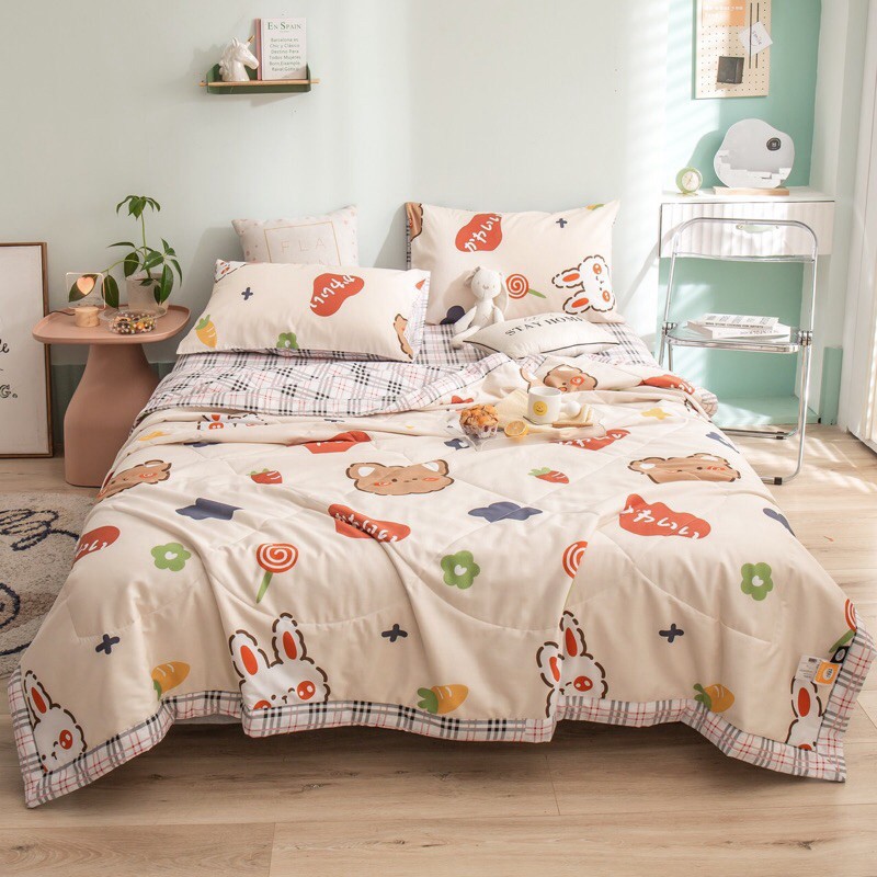 Bộ Chăn Ga Gối Cotton Living Chăn Chần - 100% Cotton Mẫu Hoạt Hình Cực Đáng Yêu Cho Các Bé