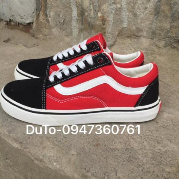 G [ SALE SỐC-SẴN HÀNG] Giày vans old skool pha đỏ đen size 36->43 :))