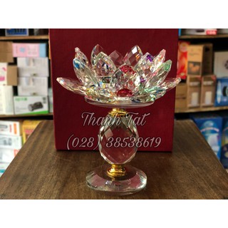 ✨ Đế nến hoa sen pha lê chân cao 16Cm - ( Quy Cách Tính Theo Cái )