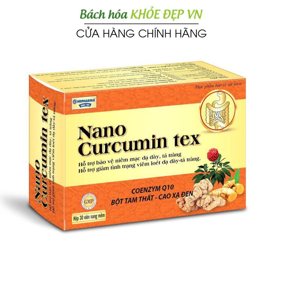 Viên tinh nghệ Nano Curcumin Tex Tam Thất Xạ Đen giảm viêm loét dạ dày, tá tràng Hộp 30 viên