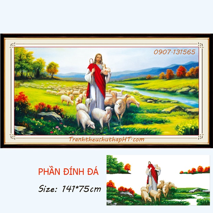 Tranh đính đá Chúa chăn chiên – tự làm