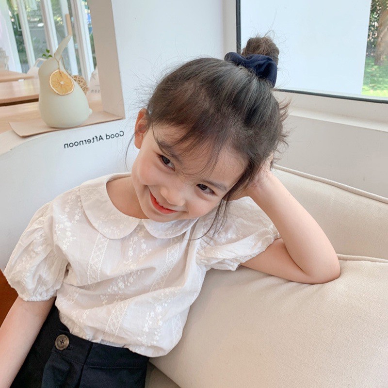 Áo sơ mi ngắn tay LINVY họa tiết dễ thương cho bé gái
