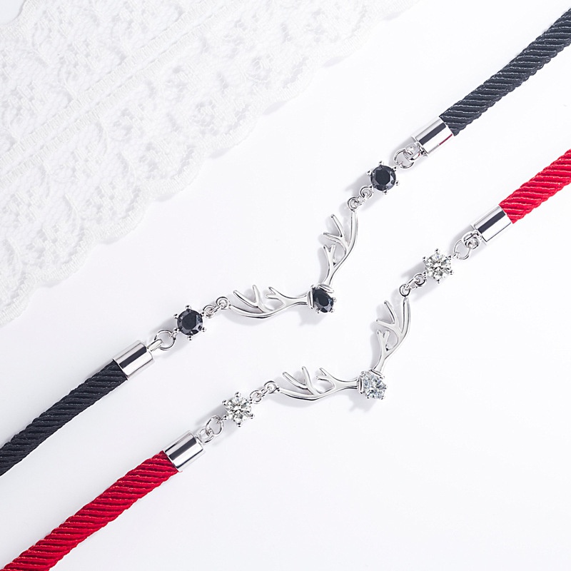 Vòng Tay Dây Bện Mặt Hình Hươu Một Sừng Thời Trang Cho Cặp Đôi