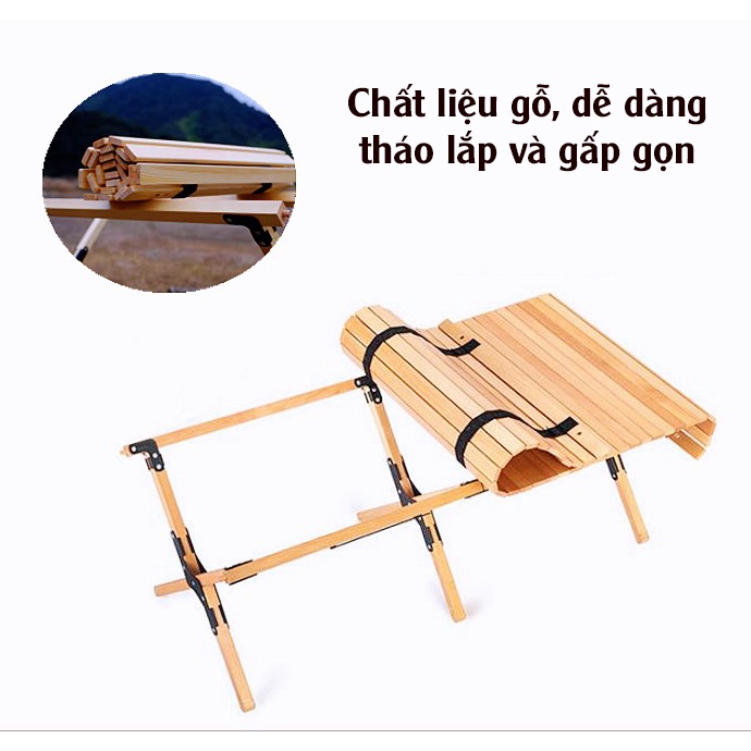 Bàn Gỗ Dã Ngoại Gấp Gọn - Bàn Xếp Gọn Du Lịch Cắm Trại Đa Năng Mountainhiker Bằng Gỗ Tải Trọng 35kg