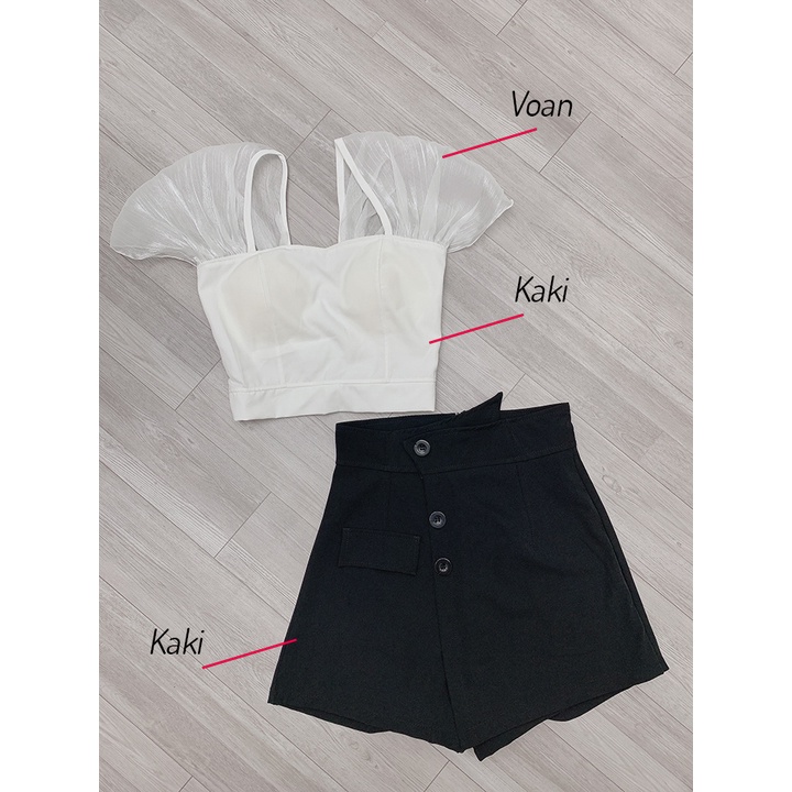 Quần giả váy nữ cạp cao chữ A đắp chéo dáng ngắn có quần trong kaki thun co dãn MS78