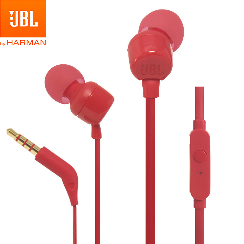 JBL T110 Tai nghe nhét tai nguyên bản có dây đeo tai nghe mì sợi dây tai nghe âm thanh trầm trọng cách âm tai nghe thườn