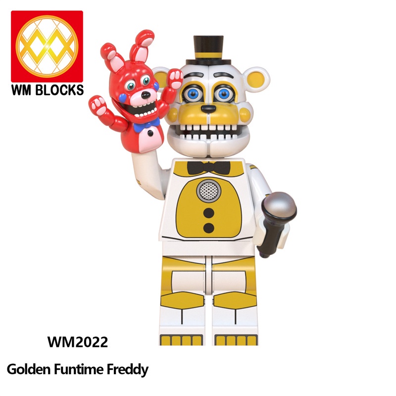 1 Khối Xây Dựng mini Màu Vàng Kim Hình Gấu bonnie endo 'S five nights at Freedy' S abs