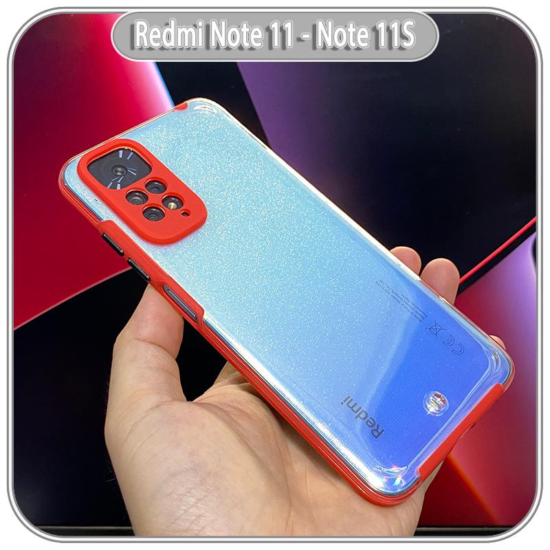 Ốp Lưng cho Xiaomi Redmi Note 11 - 11S 4G PC Trong Suốt Viền Màu Mỏng ,Che Camera