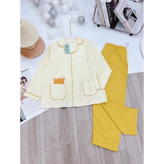 Bộ Bầu Chất Đũi Hàn BD002 Siêu Mềm, Mát Thiết Kế Vén Áo Cho Con Bú Cao Cấp