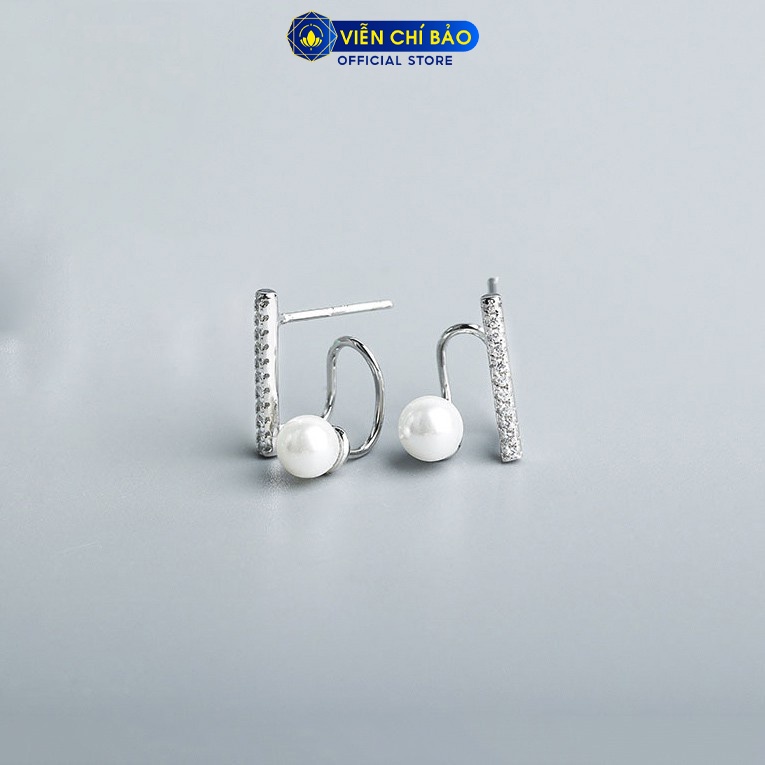 Khuyên tai bạc nữ Hạt châu đính đá chất liệu bạc 925 thời trang phụ kiện trang sức nữ Viễn Chí Bảo B400600