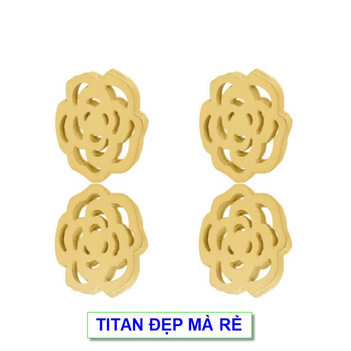 Bộ trang sức kiểu titan nữ liền mặt nhịp tim hoa hồng - Hàng titan vàng 18k sáng bóng đẹp - Cam kết 1 đổi 1 nếu đen