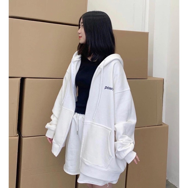 Áo khoác hoodie nỉ bông dưới 60kg - powr 4 màu Daski phong cách nelly ulzzang | BigBuy360 - bigbuy360.vn