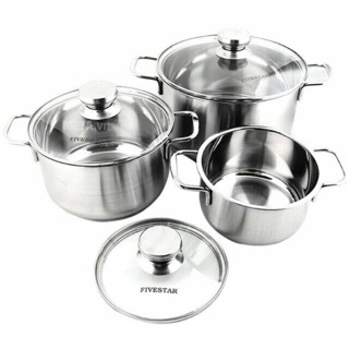 Nồi inox 3 đáy đun bếp từ FiveStar (Nắp Kính)