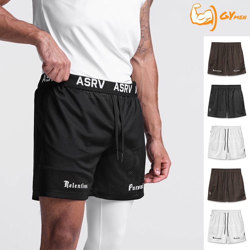 [ GYMEN ] Quần short thể thao nam  thoải mái  nhanh khô chạy bộ thoáng khí  tập thể dục mát mẻ quần bóng rổ  rộng rãi  cỡ lớn  ngoài trời   huấn luyện  hút mồ hôi  lưới
