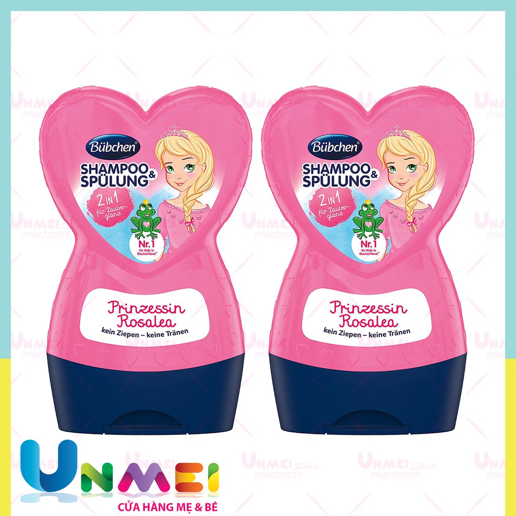 Combo 2 chai Dầu gội và xả công chúa Bubchen 2in1 230ml cho bé trên 1 tuổi