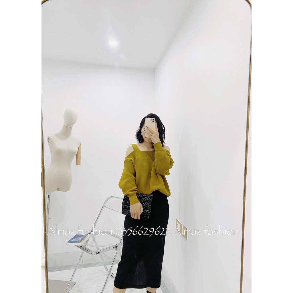 Áo len hở vai siêu phẩm phong cách Hàn