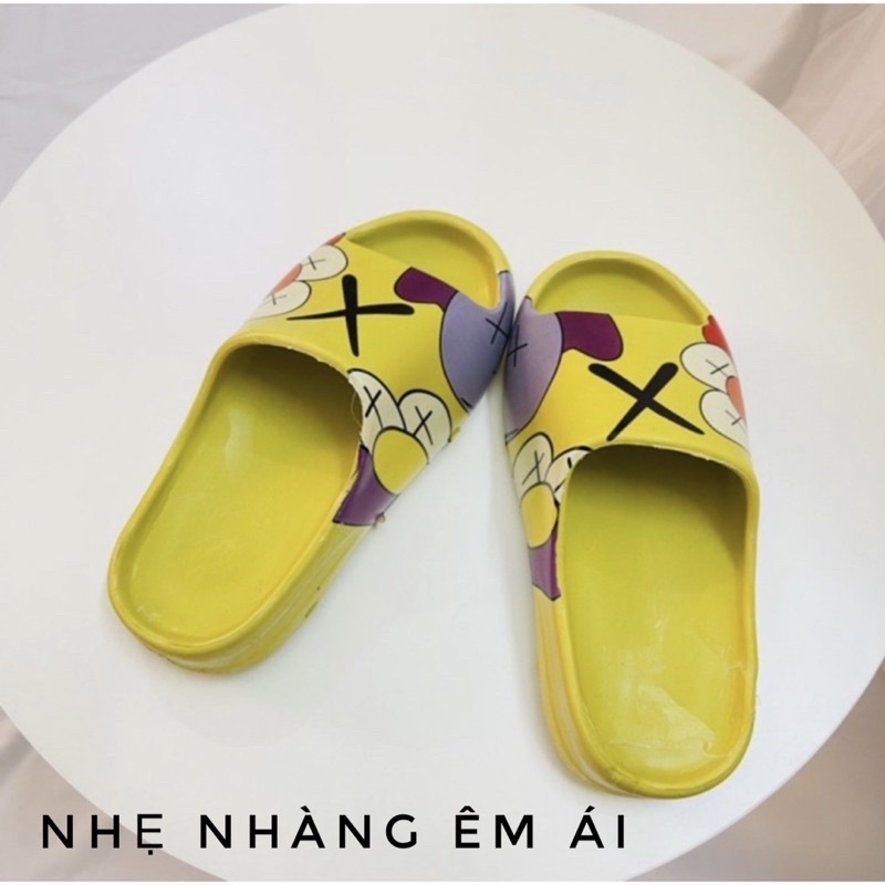 Dép Bánh mì nữ quai  ngang thời trang in hình đế 4cm siêu êm chân rửa nước thoải mái