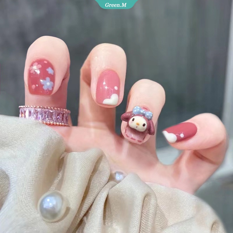SANRIO Miếng Dán Móng Tay Giả Họa Tiết Hoạt Hình Melody Dễ Thương Cho Bé Gái