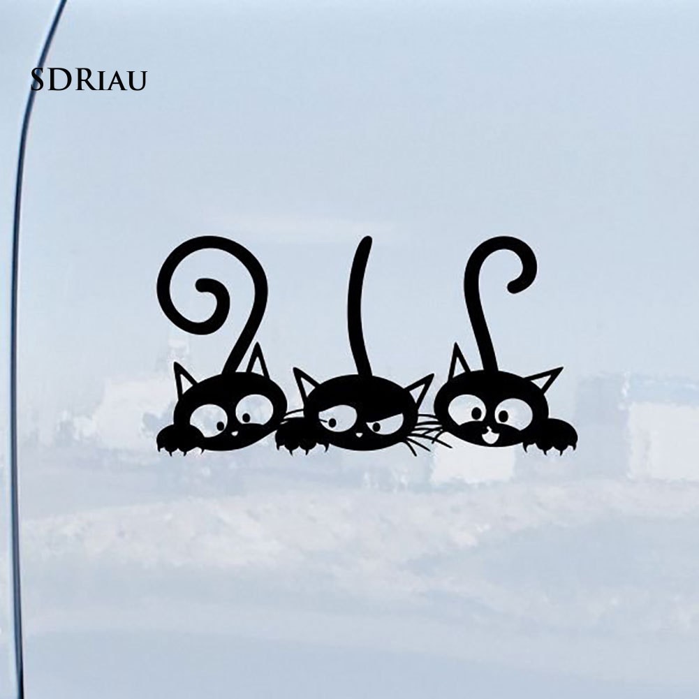Decal hình mèo dễ thương trang trí thân xe &amp; cửa sổ oto