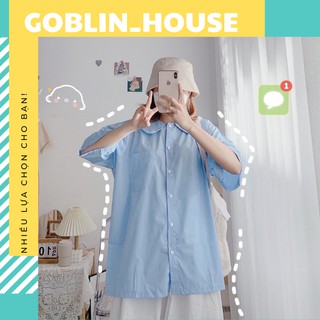 Áo sơ mi học sinh cổ sen style Thái Lan / Áo sơ mi cộc tay form rộng