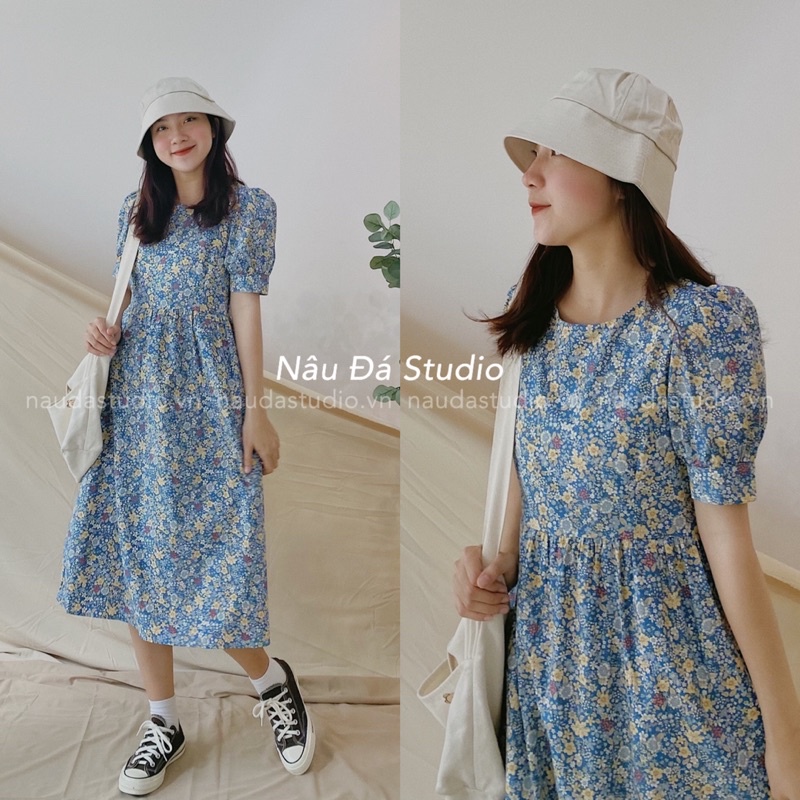ĐẦM/VÁY BABYDOLL HOA NHÍ VINTAGE  - NÂU ĐÁ STUDIO.