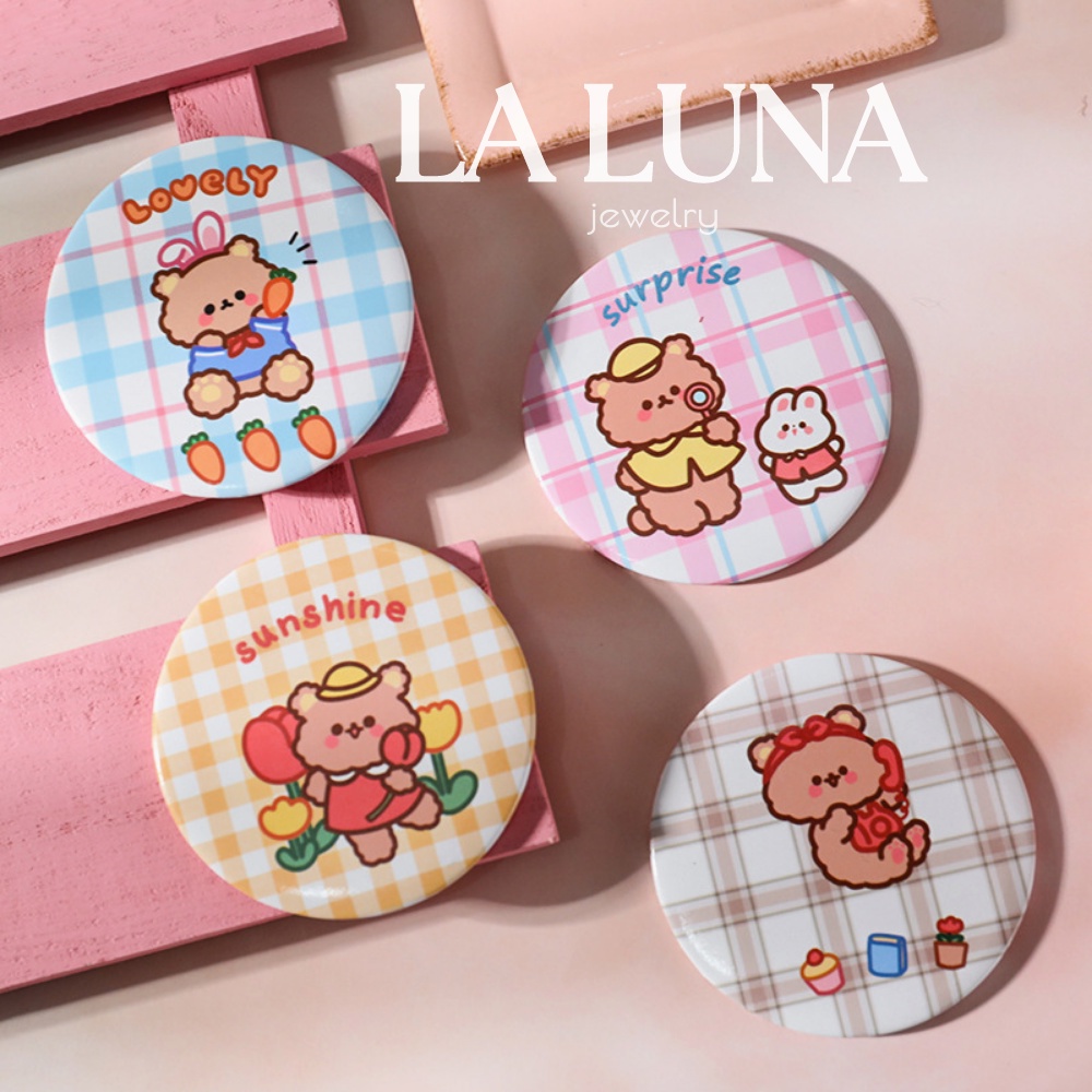 Gương mini bò sữa, gấu caro La Luna nhỏ gọn, dễ thương - QUÀ TẶNG CHO ĐƠN TỪ 79K