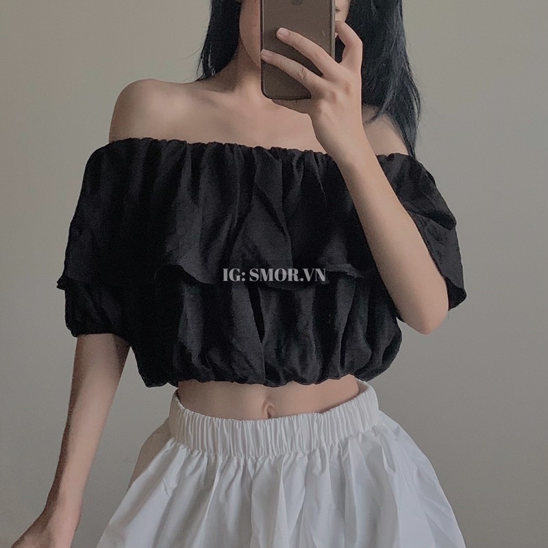 [ẢNH ĐỘC QUYỀN SMOR.VN] Áo bẹt vai tầng phong cách ulzzang