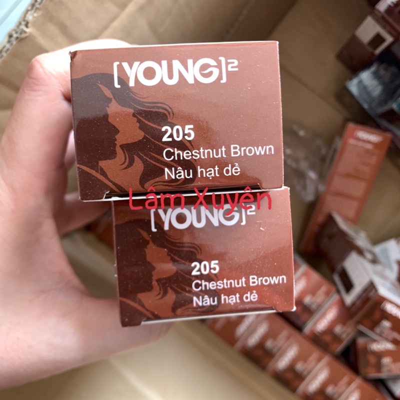 Thuốc nhuộm tóc đen FREE SHIP YOUNG 60g nhuộm bóng mượt, không khô tóc, có sẵn trợ nhuộm trong hộp, tặng kèm bao tay