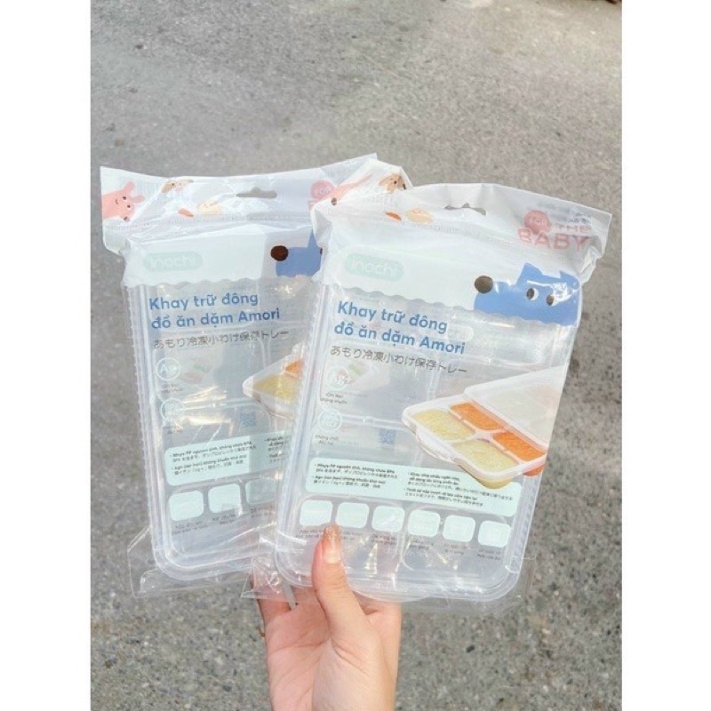 Khay trữ đông đồ ăn dặm cho bé, khay bảo quản đồ ăn dặm Inochi có nắp đậy an toàn vệ sinh tiện lợi