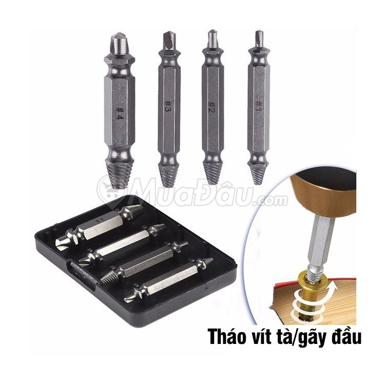 BỘ 4 ĐẦU MỞ ỐC TỀ ĐẦU KHOAN ĐẦU VÍT GÃY VÀ LẤY VÍT RA - DP017