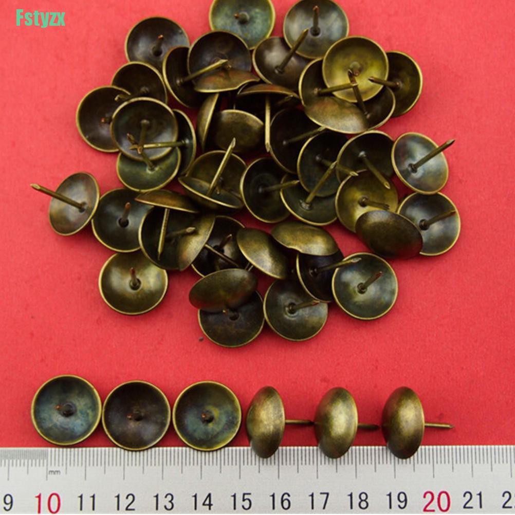 fstyzx 100pcs/pack Vintage Upholstery Nails Bronze Metal Tags Furniture Sofa Shoe Door Decorative Tack Stud