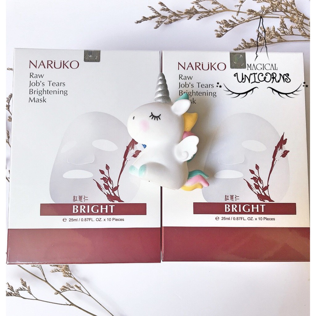 Hộp 10 miếng mặt nạ trắng sáng da NARUKO Ý dĩ nhân đỏ mới Raw Job’s Tears Brightening Mask