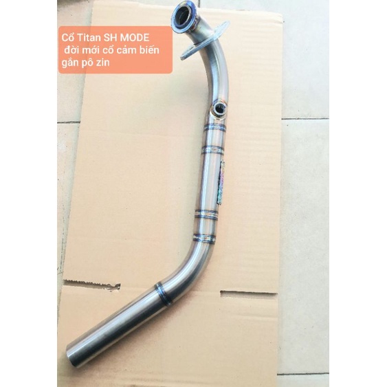 Cổ pô SH MODE đời mới, Cổ titan thay thế cổ zin, tặng khâu nối pô với cổ.