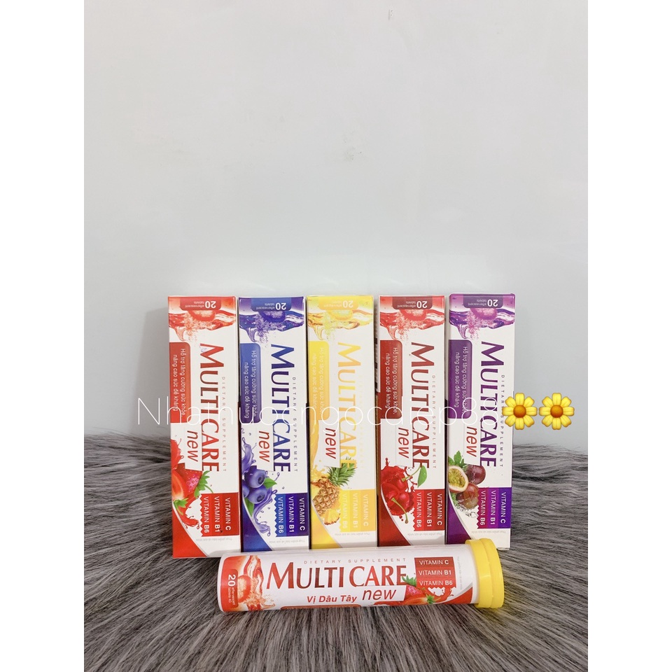 Viên Sủi Multi Care New - Các Vị - Thanh Nhiệt Giải Độc tăng đề kháng (Tuýp 20 viên)