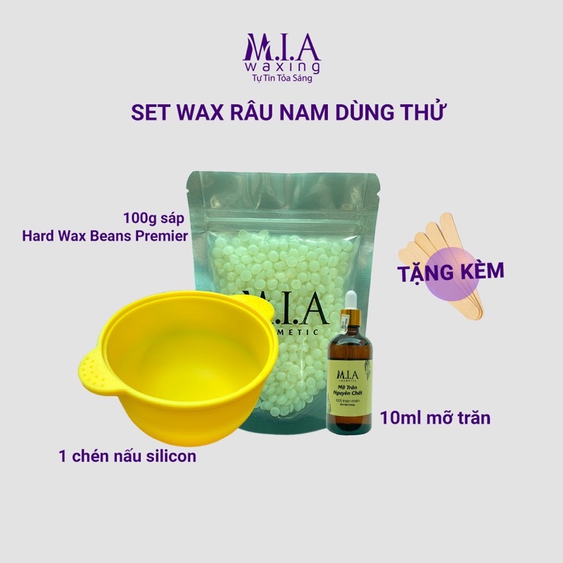 Set Wax Râu Nam Kèm Chén Nấu - Sáp Wax Râu Nhập Khẩu