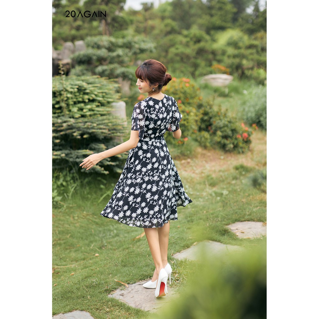 Đầm xòe tà bung thắt nơ eo 20AGAIN DEA1609 | BigBuy360 - bigbuy360.vn