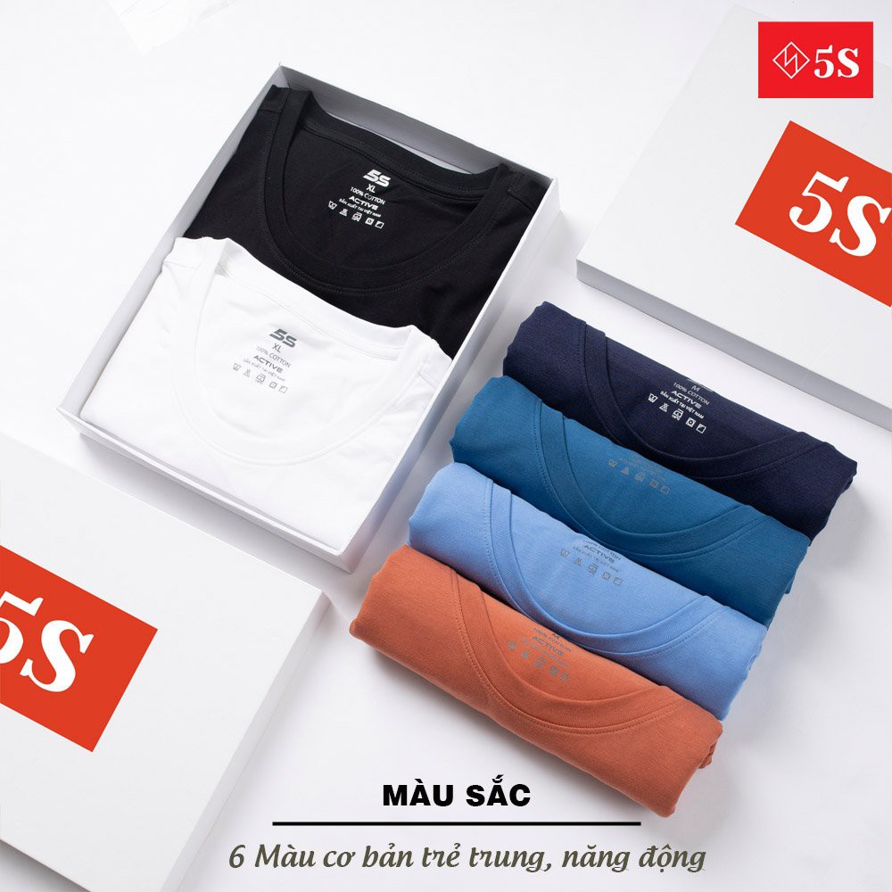 Áo Thun Nam Cổ Tròn 5S Premium (6 màu), Vải Cotton Cao Cấp Thoáng Mát, Phom Ôm Trẻ Trung (TSO21004)