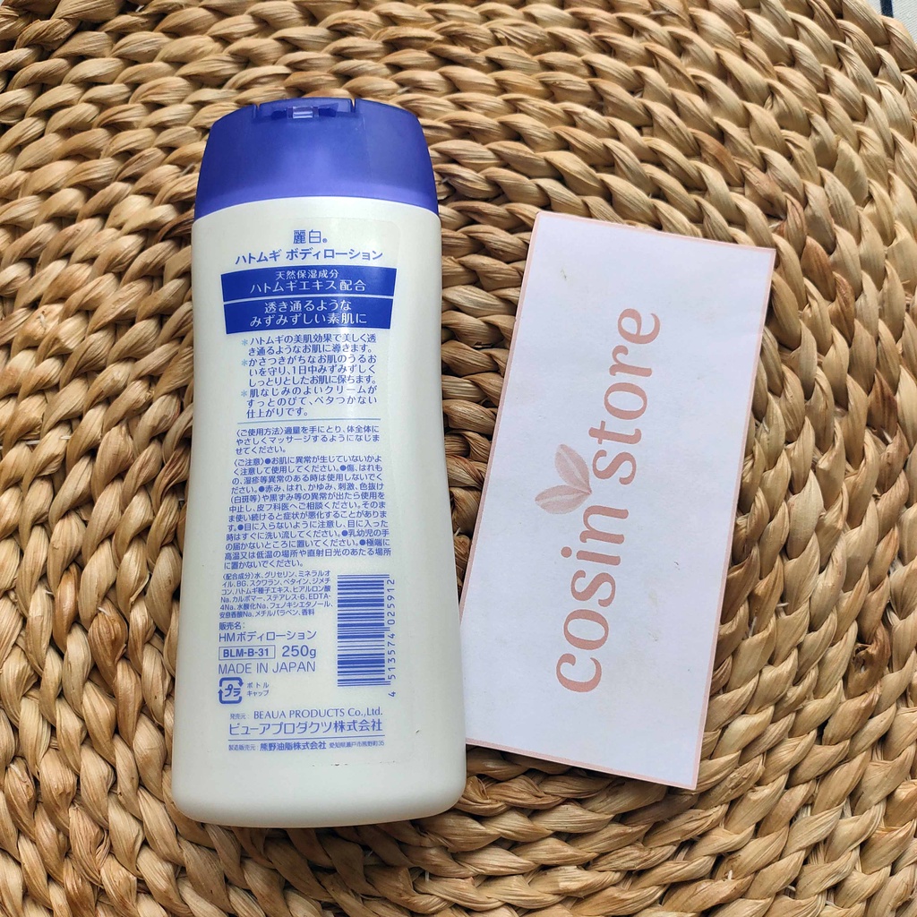 Sữa dưỡng thể Hatomugi The Body Lotion Moisturizing &amp; Conditioning 250g Nhật Bản từ hạt ý dĩ Cosin Store