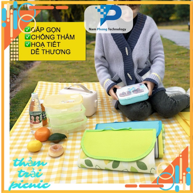 Thảm Chơi Cho Bé Có Quai Xách - Tấm Trải PicNic Chống Thấm Cao Cấp, Gấp Gọn