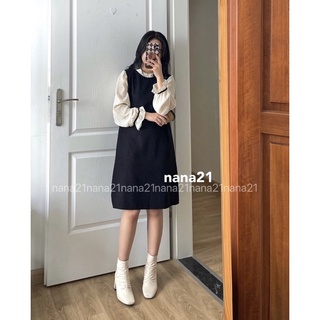 Váy nhung pha voan bèo
