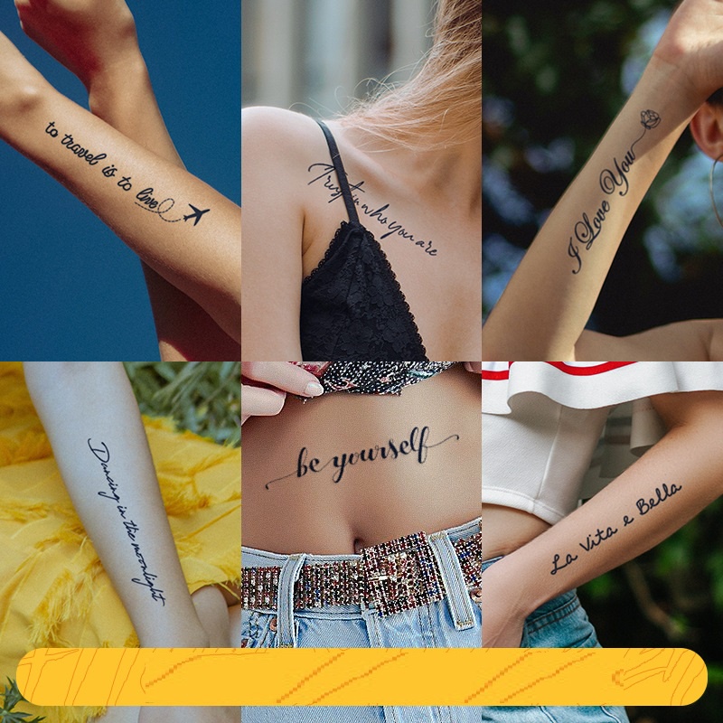 Bộ 8 hình xăm CHỮ dán tạm thời unisex chống thấm nước có thể kéo dài đến 15 ngày JIAMIN Magic Tattoo