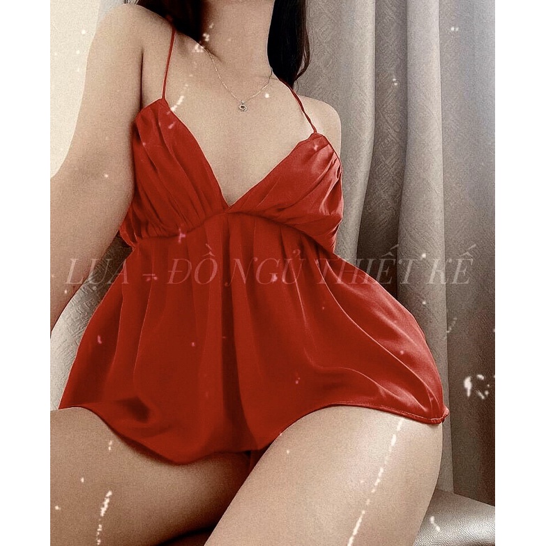 Đồ ngủ sexy / Set bộ 2 dây xếp ly ngực, chất liệu SATIN cao cấp loại 1, mềm mịn mát, freesize dưới 65kg Sexy_Girl_97 | BigBuy360 - bigbuy360.vn