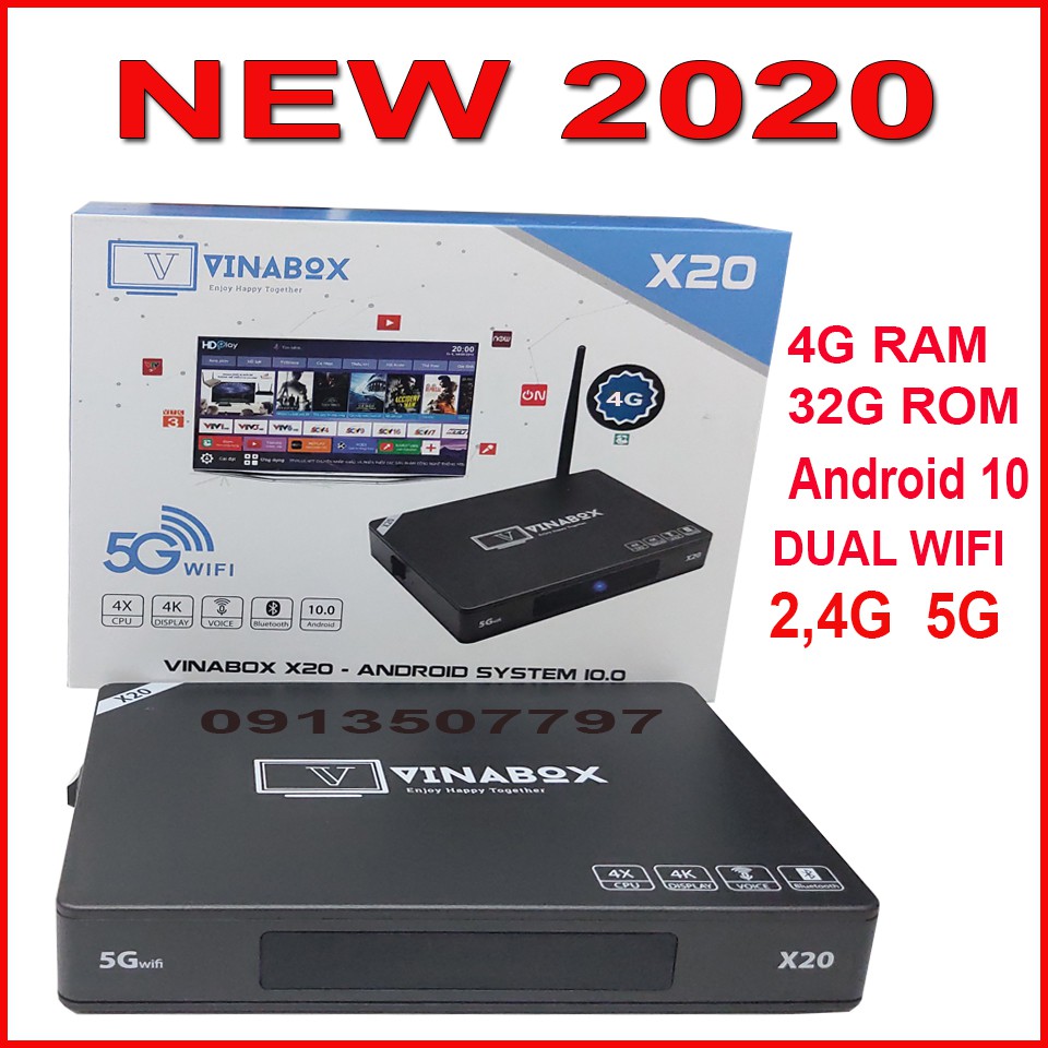 VINABOX X20 – 4G/32G – ANDROID 10.0 – SIÊU KHỦNG 2020